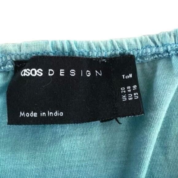 ASOS Designs Wide Leg Side Cutout Shoulder Tie Jersey Jumpsuit Size 16 Tall Boho - Picture 7 of 10